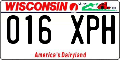 WI license plate 016XPH