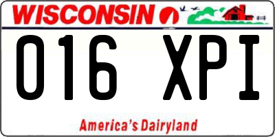 WI license plate 016XPI