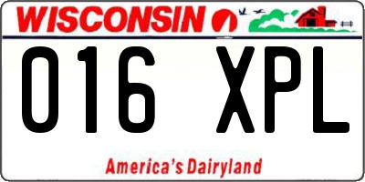 WI license plate 016XPL