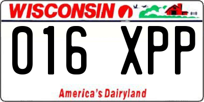 WI license plate 016XPP