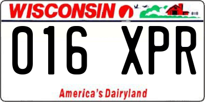 WI license plate 016XPR