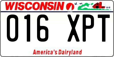 WI license plate 016XPT