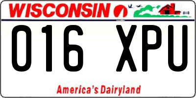 WI license plate 016XPU