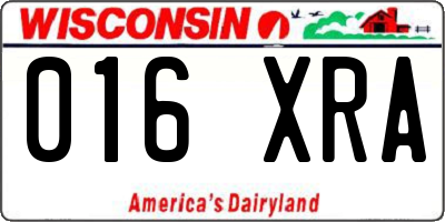 WI license plate 016XRA