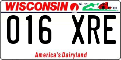WI license plate 016XRE