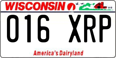 WI license plate 016XRP