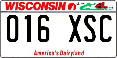 WI license plate 016XSC