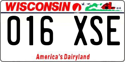 WI license plate 016XSE