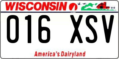 WI license plate 016XSV