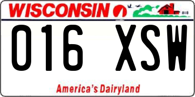WI license plate 016XSW