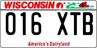 WI license plate 016XTB
