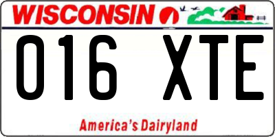 WI license plate 016XTE