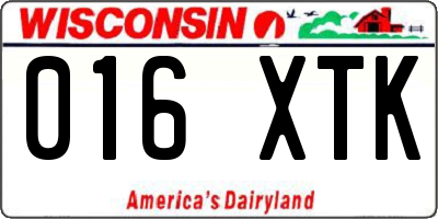 WI license plate 016XTK