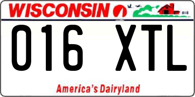 WI license plate 016XTL