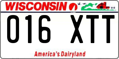 WI license plate 016XTT