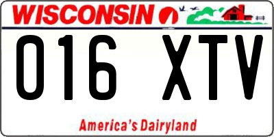WI license plate 016XTV