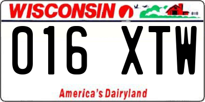 WI license plate 016XTW
