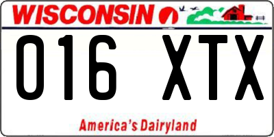 WI license plate 016XTX
