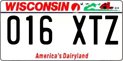 WI license plate 016XTZ