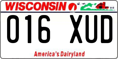 WI license plate 016XUD