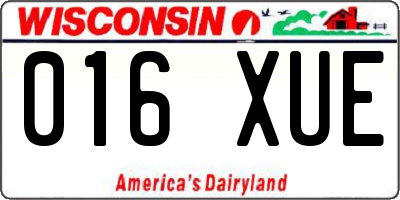 WI license plate 016XUE