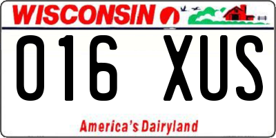 WI license plate 016XUS