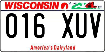 WI license plate 016XUV
