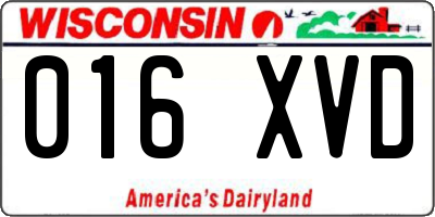 WI license plate 016XVD