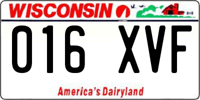 WI license plate 016XVF