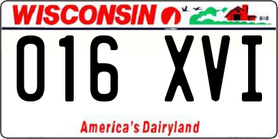 WI license plate 016XVI
