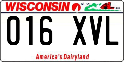 WI license plate 016XVL