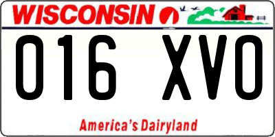 WI license plate 016XVO