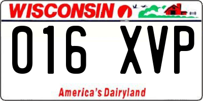 WI license plate 016XVP