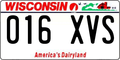 WI license plate 016XVS