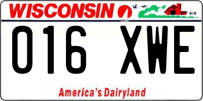 WI license plate 016XWE