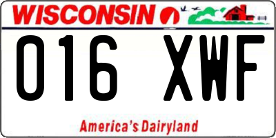 WI license plate 016XWF