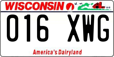 WI license plate 016XWG