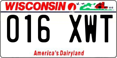WI license plate 016XWT
