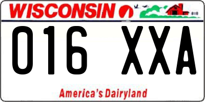 WI license plate 016XXA