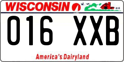 WI license plate 016XXB