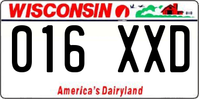 WI license plate 016XXD