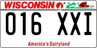 WI license plate 016XXI