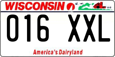 WI license plate 016XXL