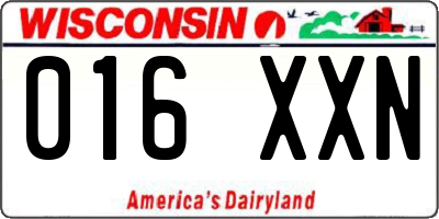 WI license plate 016XXN