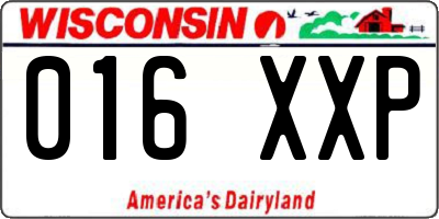 WI license plate 016XXP