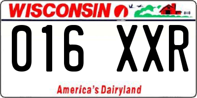 WI license plate 016XXR