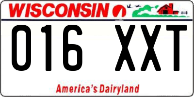 WI license plate 016XXT