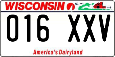 WI license plate 016XXV