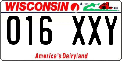 WI license plate 016XXY