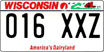 WI license plate 016XXZ